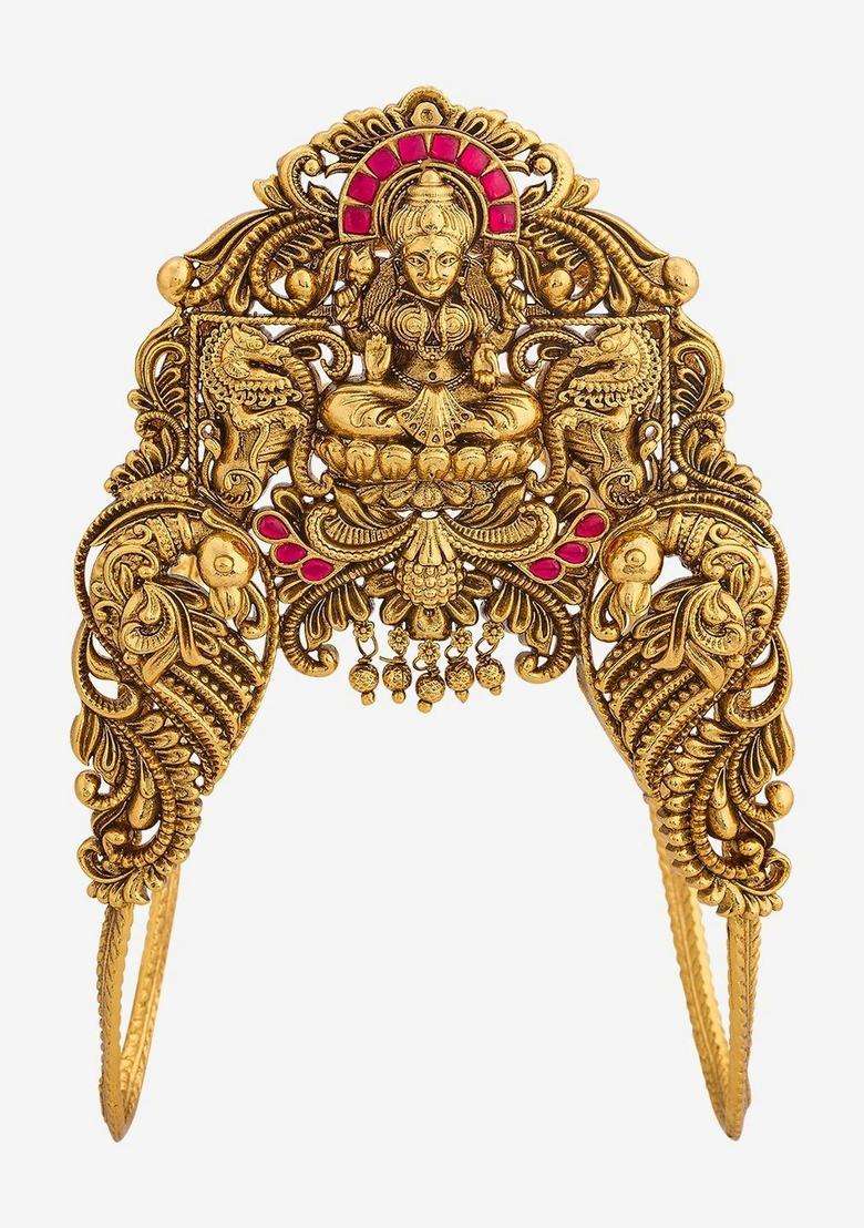 Temple Gold-Plated Armlet Bracelet for Women | Traditional Temple Jewellery for Wedding & Festive Wear | Gift for Her - Indya
