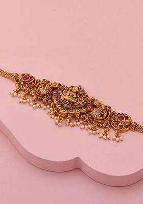 Temple Gold-Plated Bangle-Style Bracelet for Women | Traditional Temple Jewellery for Wedding & Festive Wear | Gift for Her