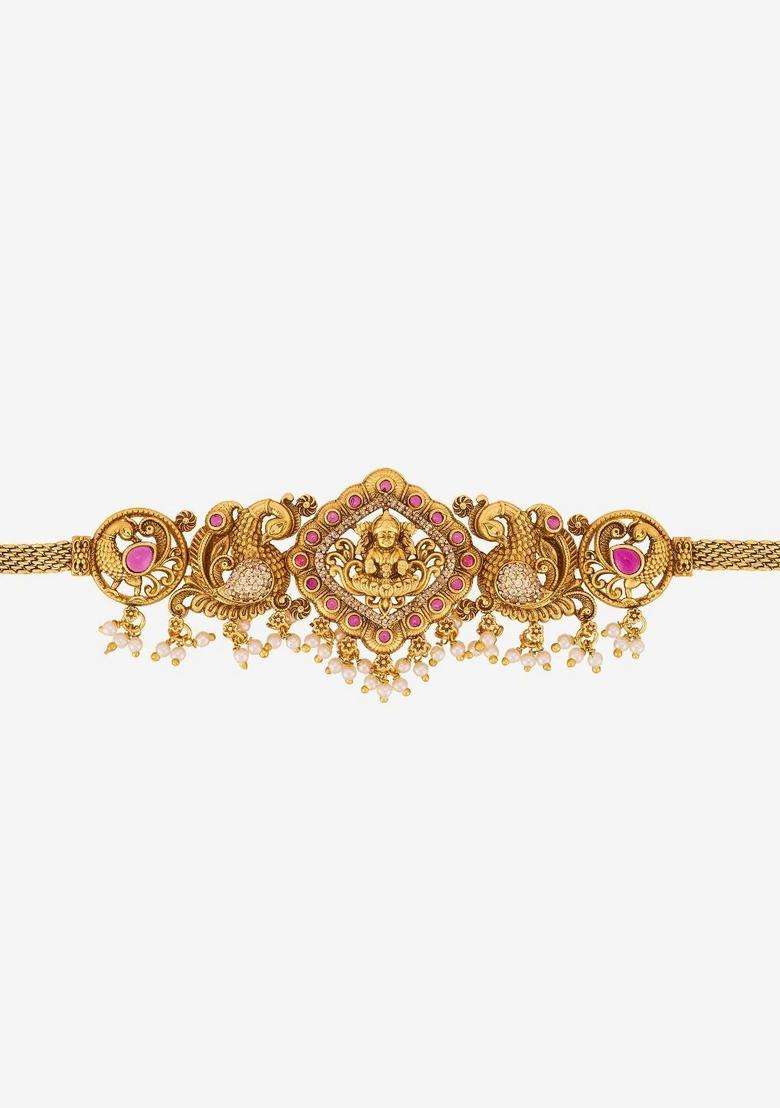 Temple Gold-Plated Bangle-Style Bracelet for Women | Traditional Temple Jewellery for Wedding & Festive Wear | Gift for Her - Indya