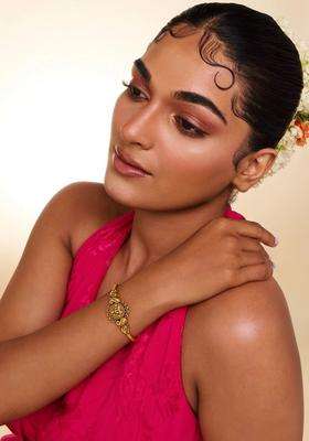 Temple Gold-Plated Bangle-Style Bracelet for Women | Traditional Temple Jewellery for Wedding & Festive Wear | Gift for Her