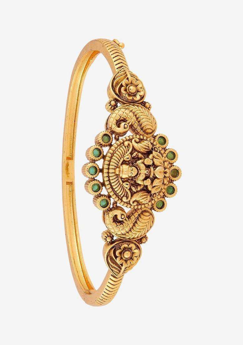 Temple Gold-Plated Bangle-Style Bracelet for Women | Traditional Temple Jewellery for Wedding & Festive Wear | Gift for Her - Indya