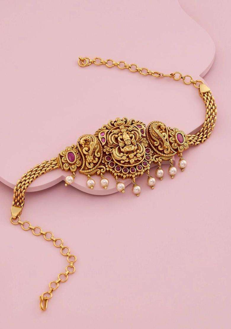 Temple Gold-Plated Armlet Bracelet for Women | Traditional Temple Jewellery for Wedding & Festive Wear | Gift for Her - Indya