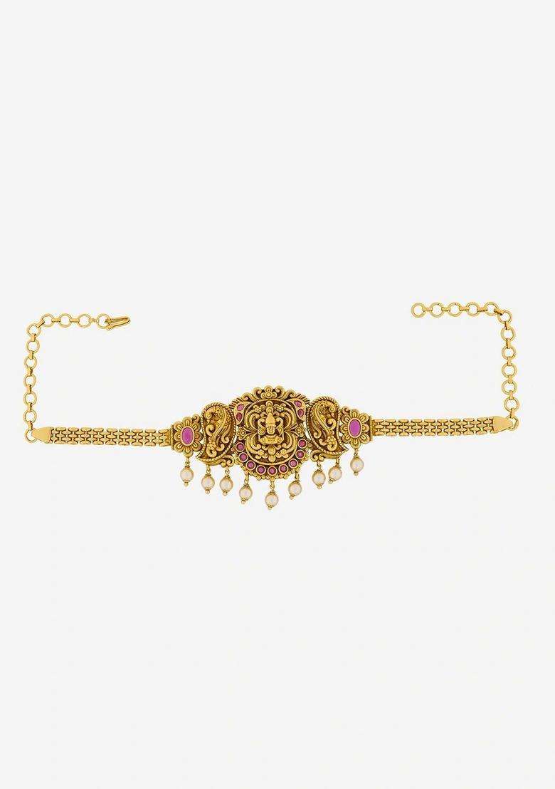 Temple Gold-Plated Armlet Bracelet for Women | Traditional Temple Jewellery for Wedding & Festive Wear | Gift for Her - Indya