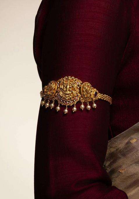 Temple Gold-Plated Armlet Bracelet for Women | Traditional Temple Jewellery for Wedding & Festive Wear | Gift for Her
