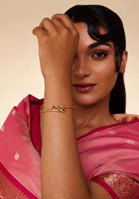 Temple Gold-Plated Bangle-Style Bracelet for Women | Traditional Temple Jewellery for Wedding & Festive Wear | Gift for Her