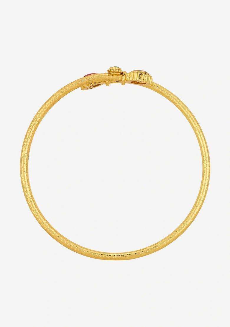 Temple Gold-Plated Bangle-Style Bracelet for Women | Traditional Temple Jewellery for Wedding & Festive Wear | Gift for Her - Indya