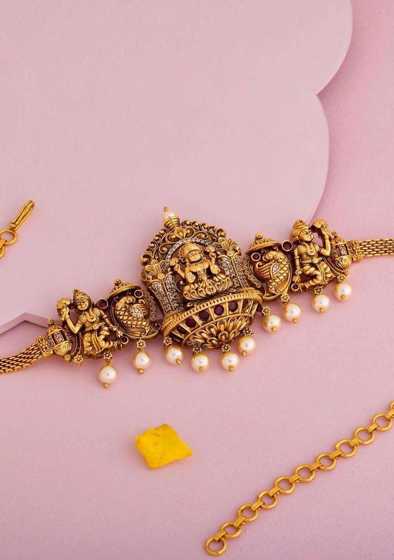 Temple Gold-Plated Armlet Bracelet for Women | Traditional Temple Jewellery for Wedding & Festive Wear | Gift for Her - Indya