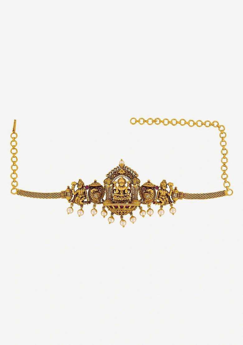 Temple Gold-Plated Armlet Bracelet for Women | Traditional Temple Jewellery for Wedding & Festive Wear | Gift for Her - Indya