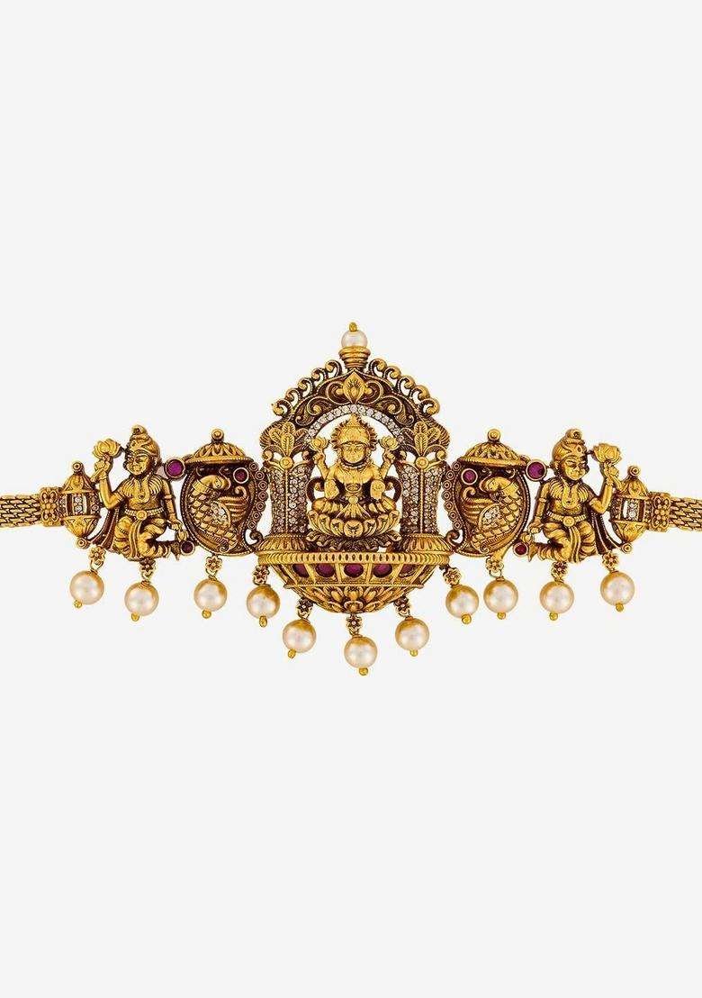 Temple Gold-Plated Armlet Bracelet for Women | Traditional Temple Jewellery for Wedding & Festive Wear | Gift for Her - Indya