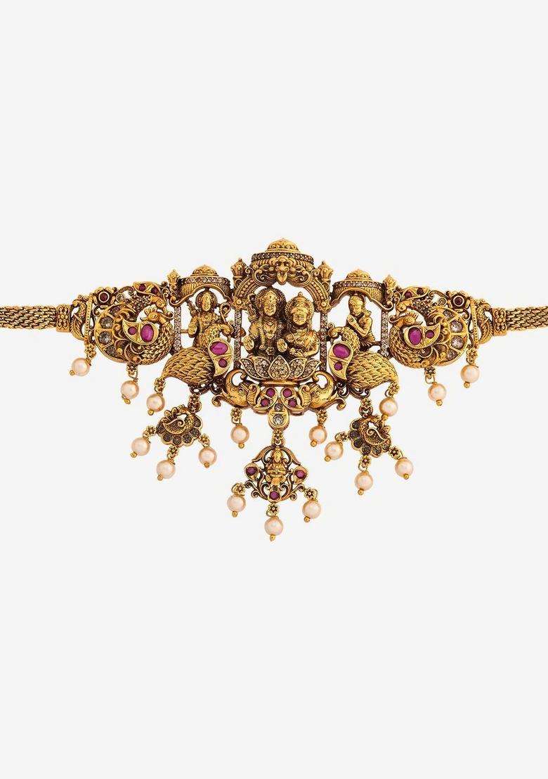 Temple Gold-Plated Armlet Bracelet for Women | Traditional Temple Jewellery for Wedding & Festive Wear | Gift for Her - Indya