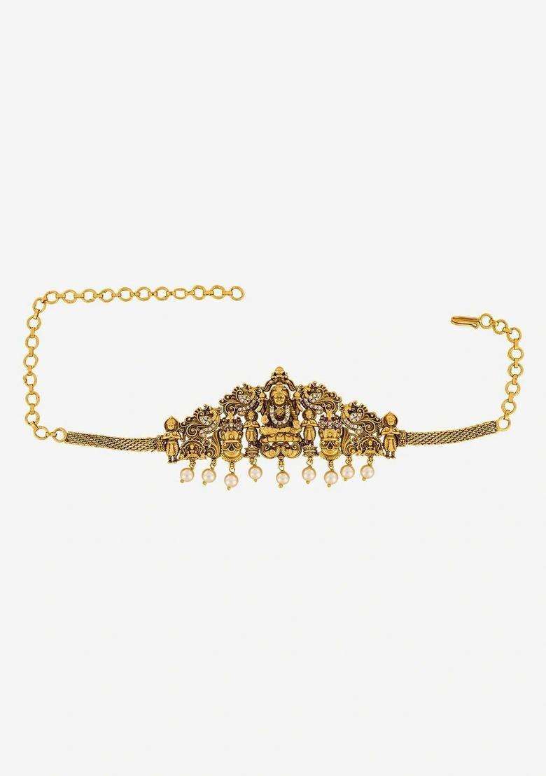 Temple Gold-Plated Bangle-Style Bracelet for Women | Traditional Temple Jewellery for Wedding & Festive Wear | Gift for Her - Indya