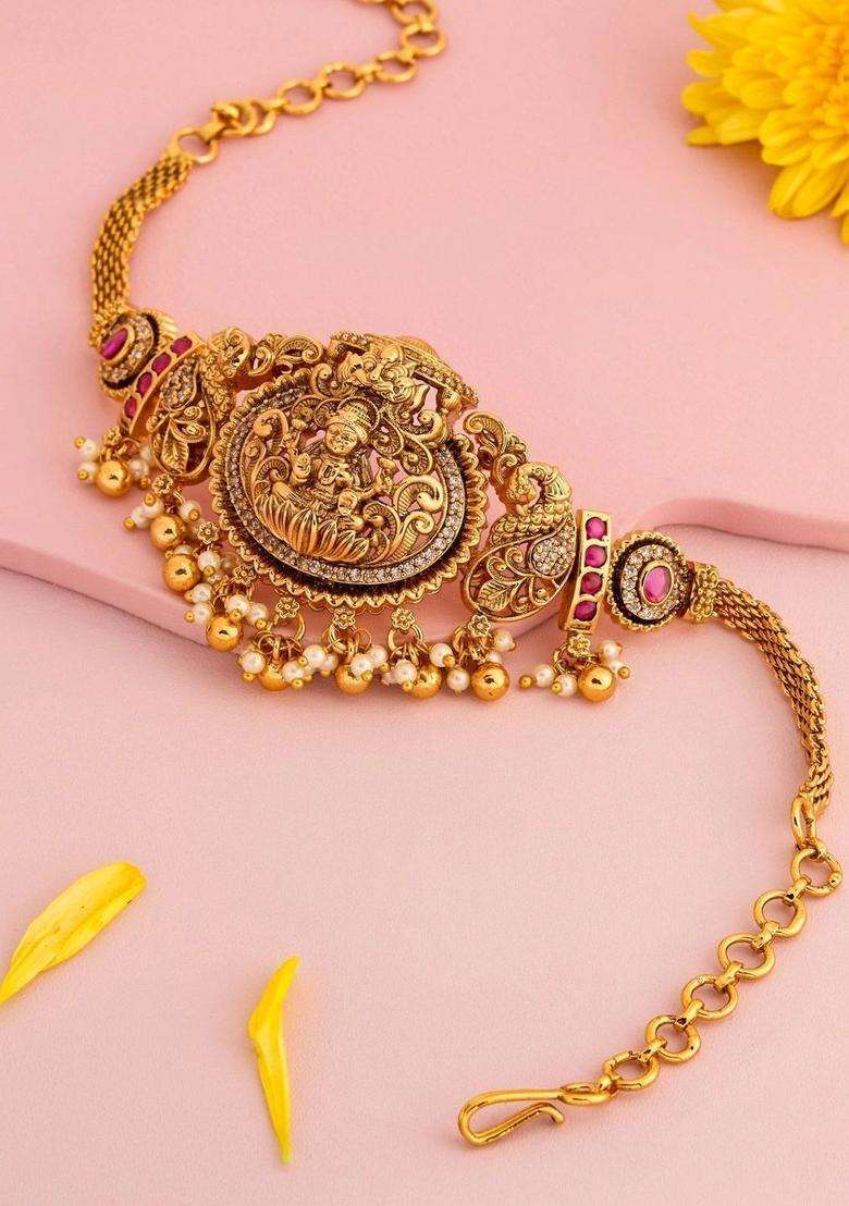 Temple Gold-Plated Armlet Bracelet for Women | Traditional Temple Jewellery for Wedding & Festive Wear | Gift for Her - Indya