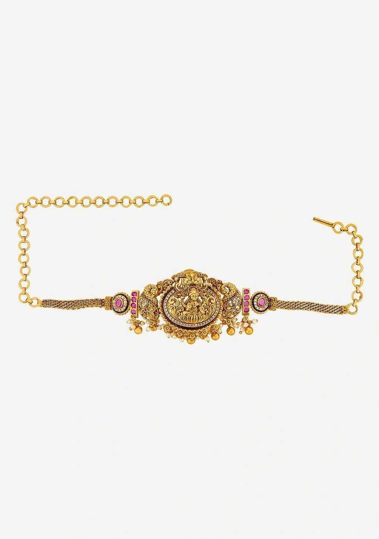 Temple Gold-Plated Armlet Bracelet for Women | Traditional Temple Jewellery for Wedding & Festive Wear | Gift for Her - Indya