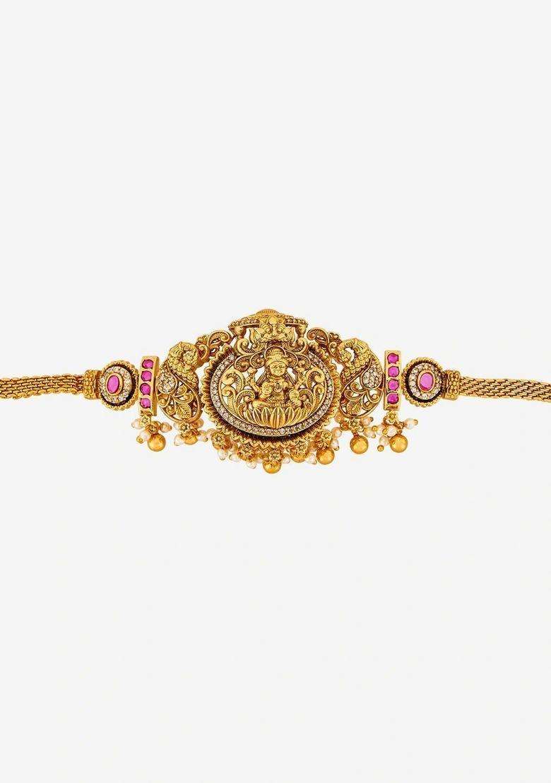 Temple Gold-Plated Armlet Bracelet for Women | Traditional Temple Jewellery for Wedding & Festive Wear | Gift for Her - Indya