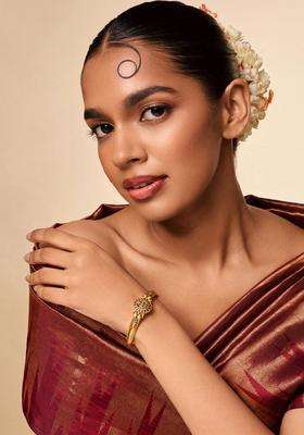 Temple Gold-Plated Bangle-Style Bracelet for Women | Traditional Temple Jewellery for Wedding & Festive Wear | Gift for Her