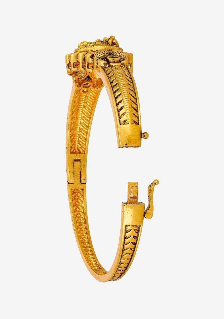 Temple Gold-Plated Bangle-Style Bracelet for Women | Traditional Temple Jewellery for Wedding & Festive Wear | Gift for Her - Indya