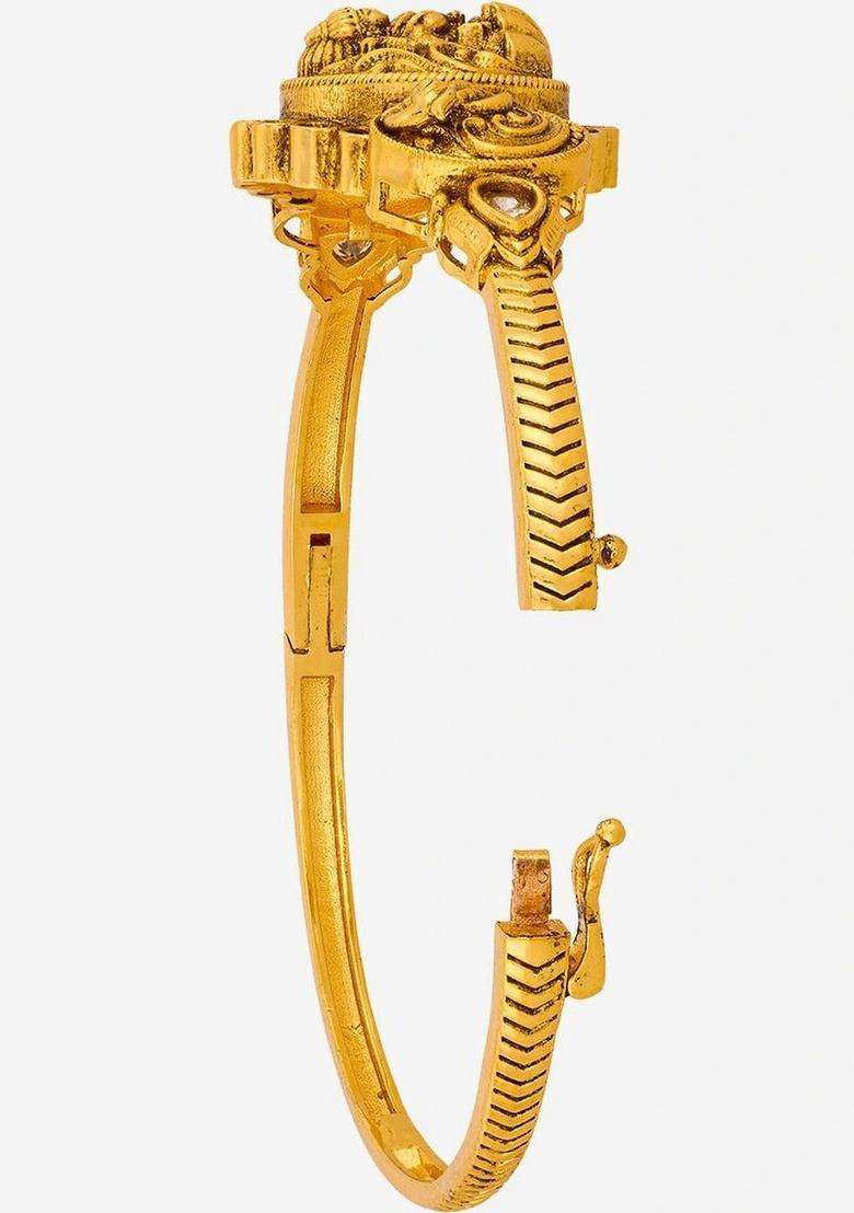 Temple Gold-Plated Bangle-Style Bracelet for Women | Traditional Temple Jewellery for Wedding & Festive Wear | Gift for Her - Indya