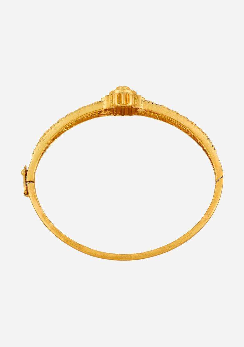 Silver Temple Gold-Plated Kada Ruby Ethnic Bracelet for Women | Traditional Temple Jewellery for Wedding & Festive Wear | Gift for Her - Indya