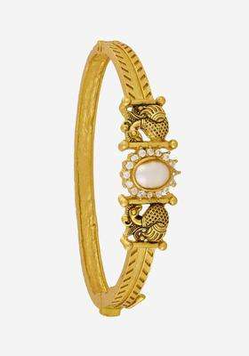 Temple Kushals Gold-Plated Kada for Women | Traditional Temple Jewellery for Wedding & Festive Wear | Gift for Her