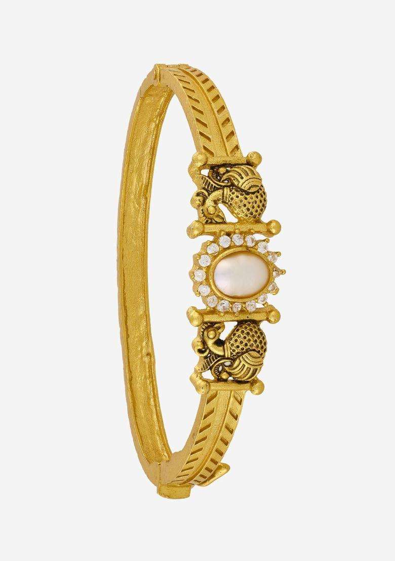 Temple Kushals Gold-Plated Kada for Women | Traditional Temple Jewellery for Wedding & Festive Wear | Gift for Her - Indya