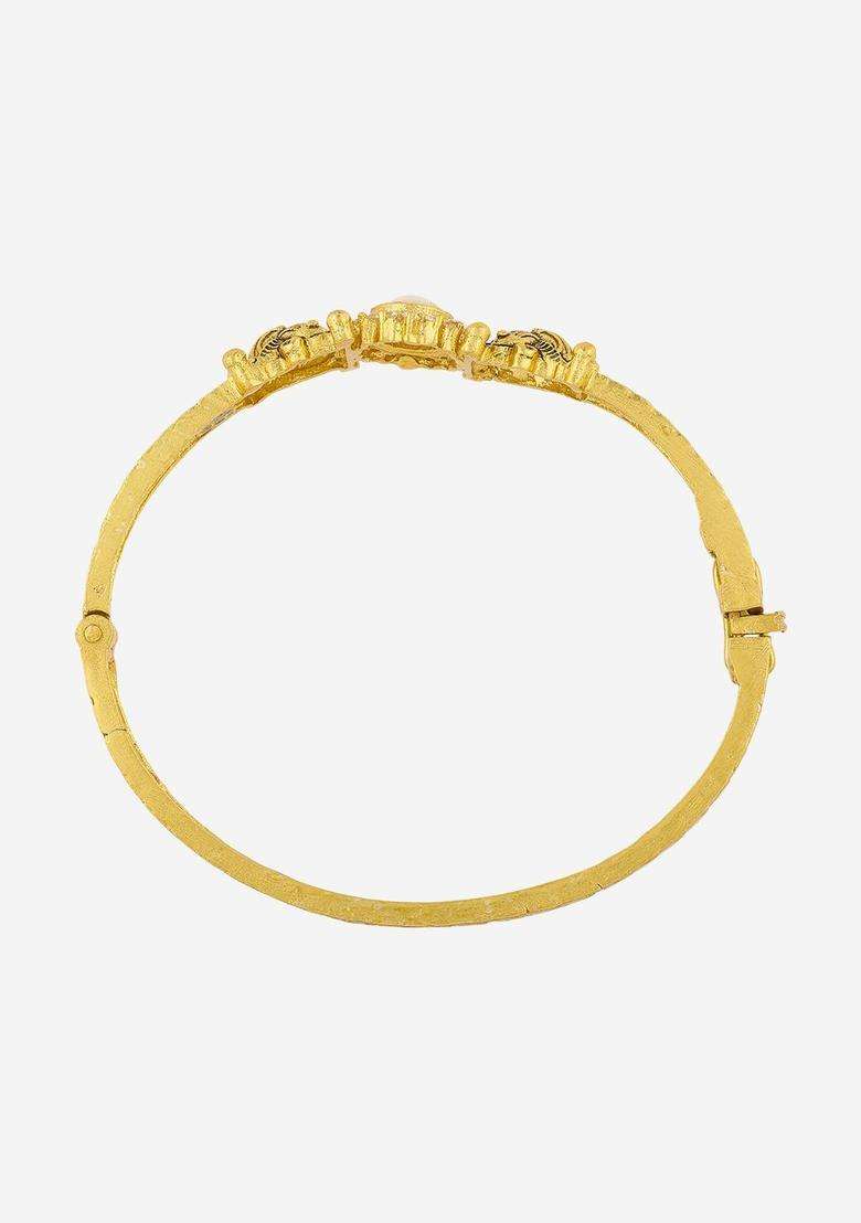 Temple Kushals Gold-Plated Kada for Women | Traditional Temple Jewellery for Wedding & Festive Wear | Gift for Her - Indya
