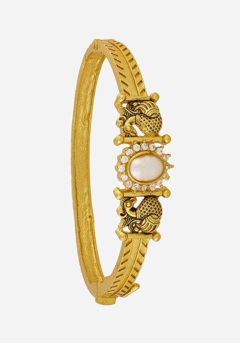 Temple Kushals Gold-Plated Kada for Women | Traditional Temple Jewellery for Wedding & Festive Wear | Gift for Her
