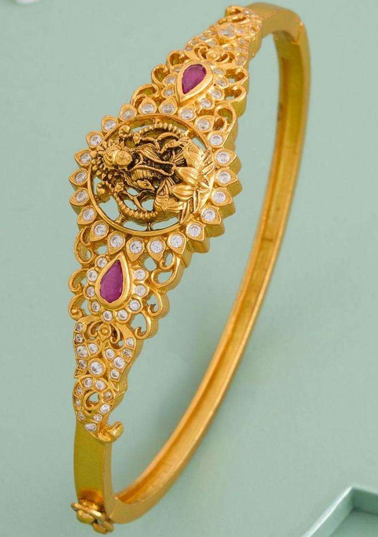 Oxidised Temple Silver Kada for Women | Traditional Temple Jewellery for Wedding & Festive Wear | Gift for Her - Indya
