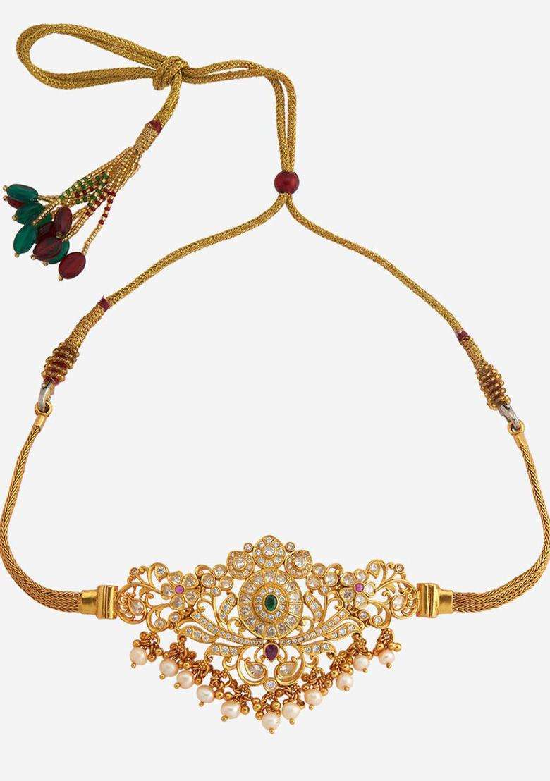 92.5 Pure Silver Gold-Plated Temple Armlet Bracelet for Women | Traditional Temple Jewellery for Wedding & Festive Wear | Gift for Her - Indya