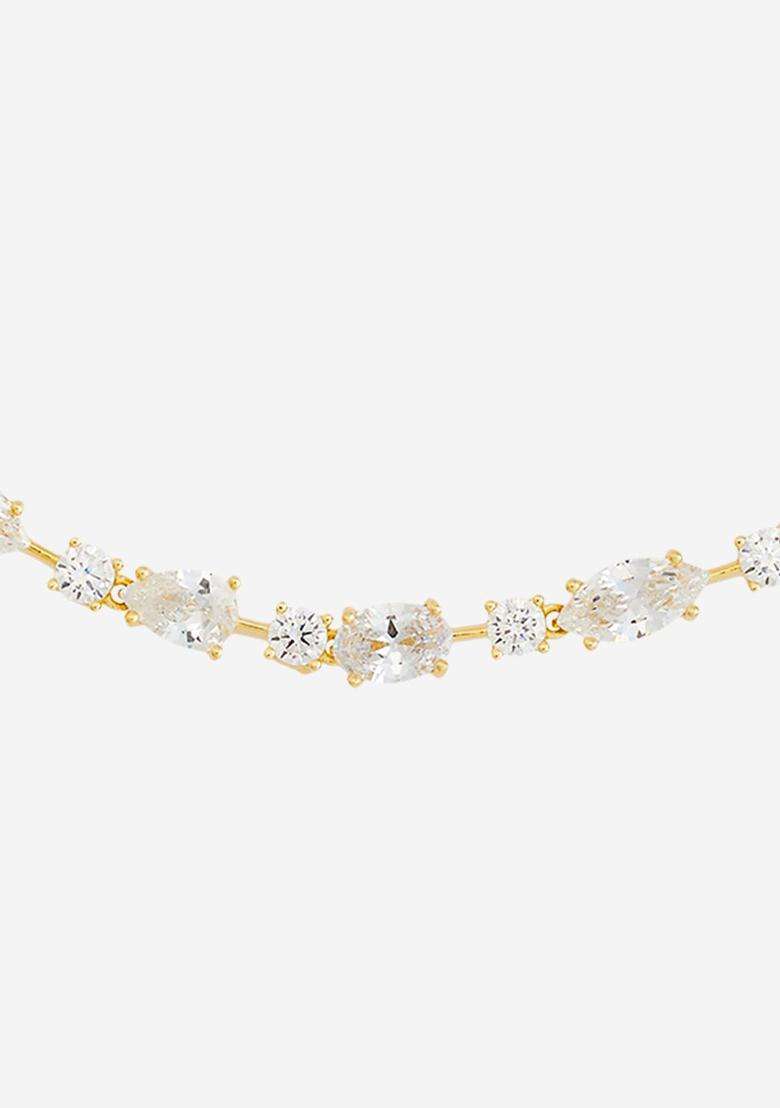 925 Sterling Silver Gold-Plated CZ Temple Link Bracelet for Women | Stylish Party & Everyday Wear | Gift for Her - Indya
