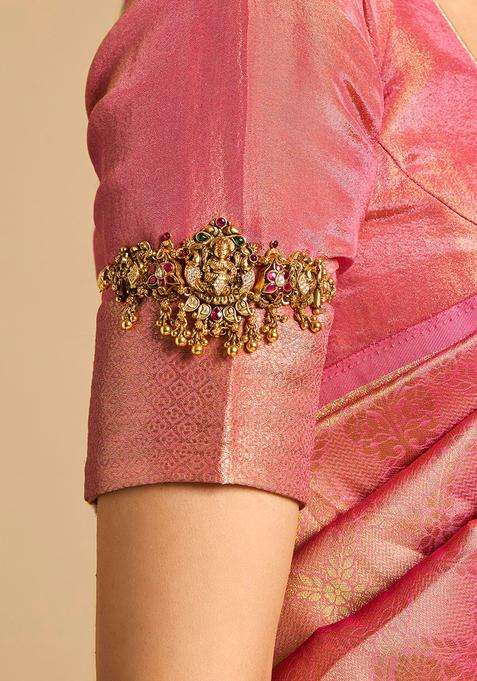 92.5 Pure Silver Temple Gold-Plated Armlet Bracelet for Women | Traditional Temple Jewellery for Wedding & Festive Wear | Gift for Her