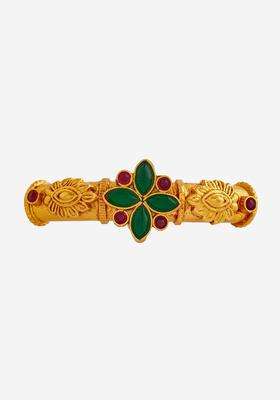 92.5 Pure Silver Gold-Plated Temple Cuff Bracelet for Women | Traditional Temple Jewellery for Wedding & Festive Wear | Gift for Her