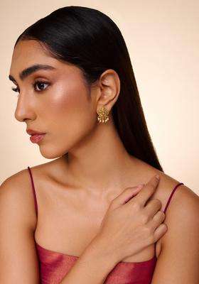 Contemporary Studs Gold-Plated Pearl Earrings for Women | Traditional Temple Jewellery for Wedding & Festive Wear | Gift for Her