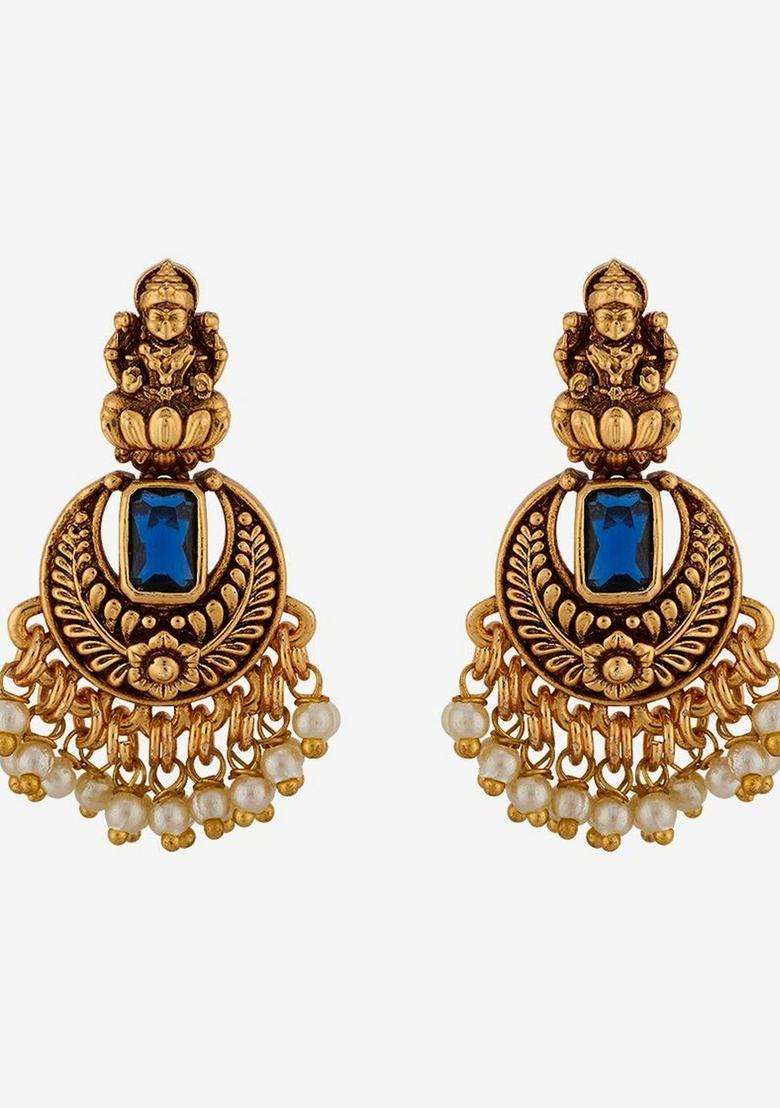 Gold-Plated Circular Drop Earrings for Women | Traditional Temple Jewellery for Wedding & Festive Wear | Gift for Her - Indya
