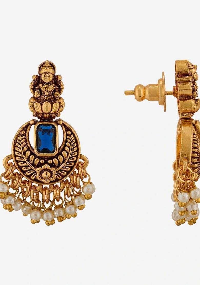 Gold-Plated Circular Drop Earrings for Women | Traditional Temple Jewellery for Wedding & Festive Wear | Gift for Her - Indya