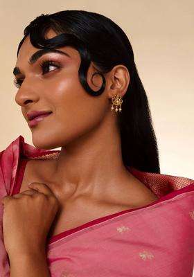 Gold-Plated Contemporary Drop Earrings with CZ Stone for Women | Traditional Temple Jewellery for Wedding & Festive Wear | Gift for Her