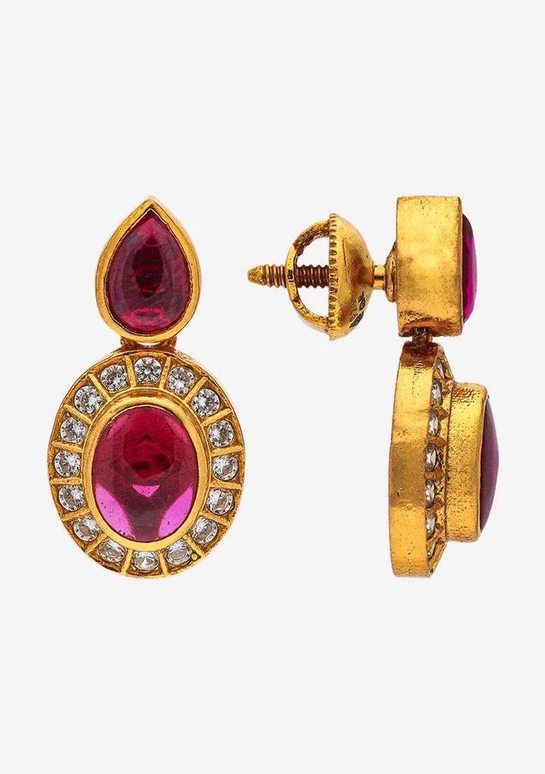 Gold-Plated Contemporary Drop Earrings for Women | Traditional Temple Jewellery for Wedding & Festive Wear | Gift for Her - Indya