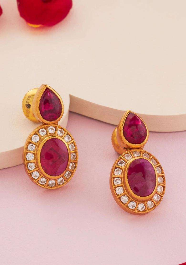 Gold-Plated Contemporary Drop Earrings for Women | Traditional Temple Jewellery for Wedding & Festive Wear | Gift for Her - Indya