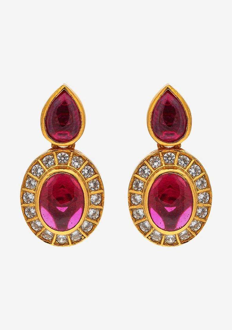 Gold-Plated Contemporary Drop Earrings for Women | Traditional Temple Jewellery for Wedding & Festive Wear | Gift for Her - Indya