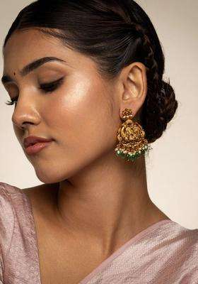 Gold-Plated Geometric Drop Earrings for Women | Traditional Temple Jewellery for Wedding & Festive Wear | Gift for Her