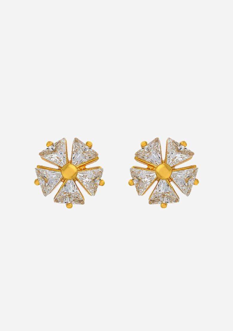 Zircon Kushals Gold-Plated Studs for Women | Stylish Party & Everyday Wear | Gift for Her - Indya