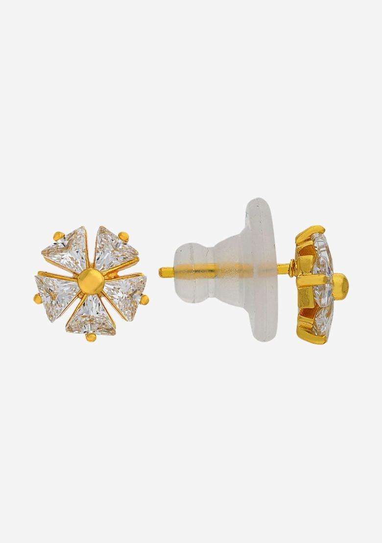 Zircon Kushals Gold-Plated Studs for Women | Stylish Party & Everyday Wear | Gift for Her - Indya