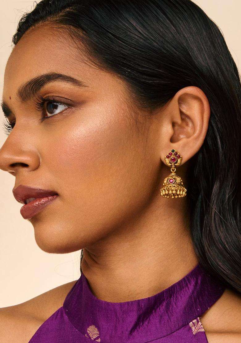 Oxidised Temple Silver Jhumkas for Women | Traditional Temple Jewellery for Wedding & Festive Wear | Gift for Her - Indya
