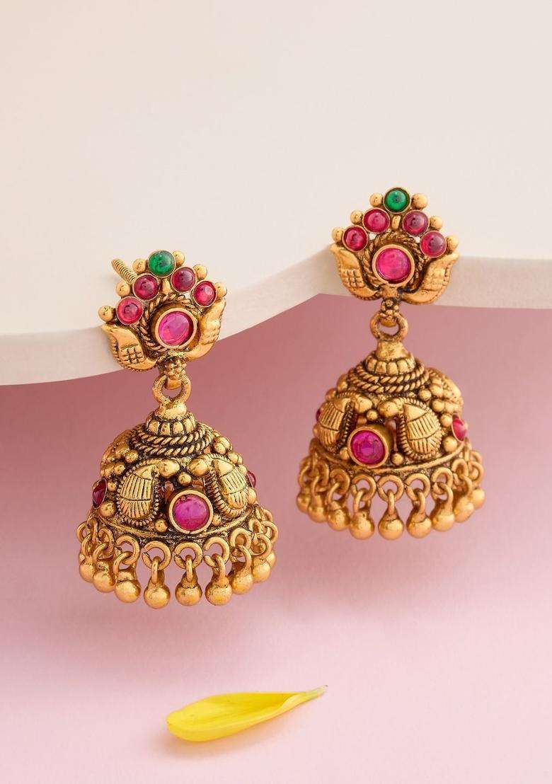 Oxidised Temple Silver Jhumkas for Women | Traditional Temple Jewellery for Wedding & Festive Wear | Gift for Her - Indya