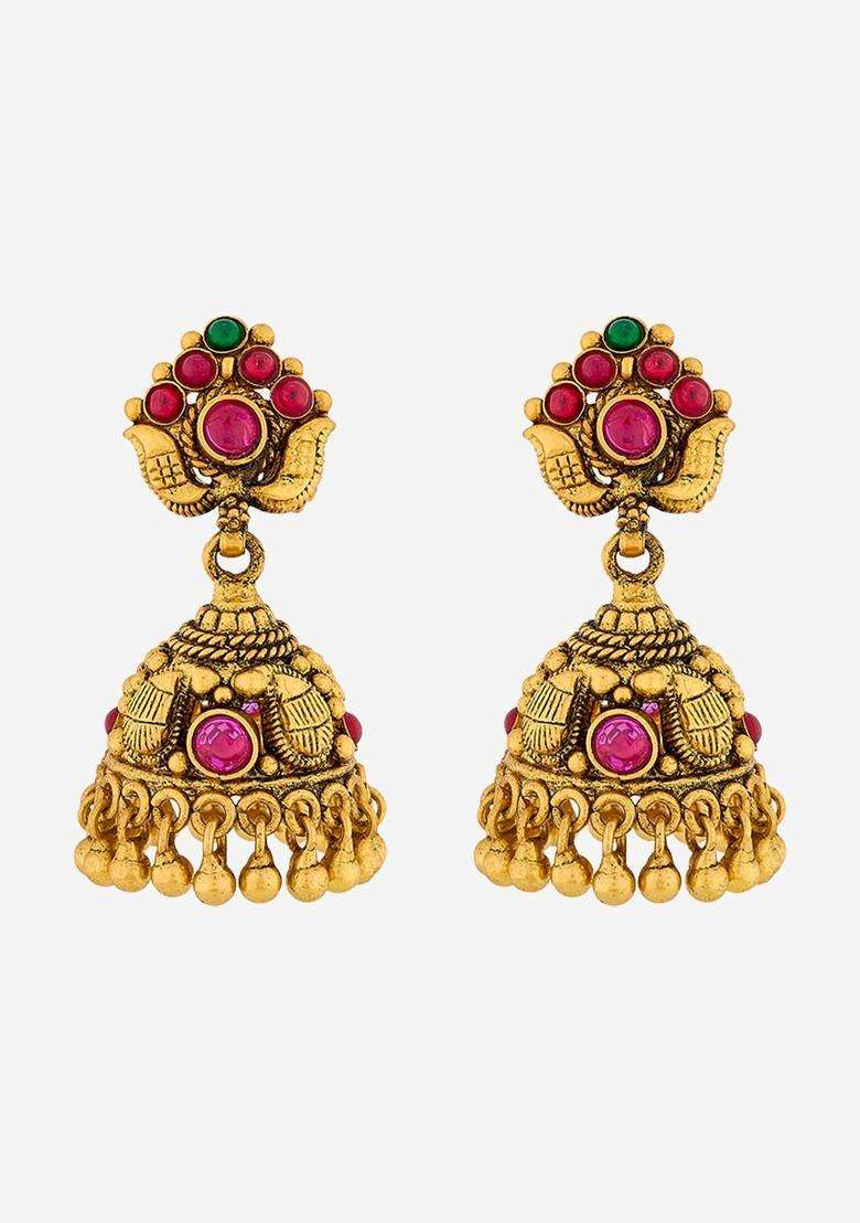 Oxidised Temple Silver Jhumkas for Women | Traditional Temple Jewellery for Wedding & Festive Wear | Gift for Her - Indya
