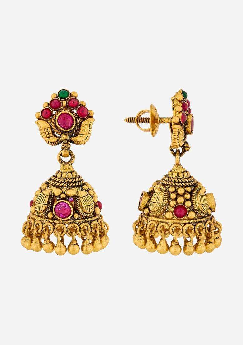 Oxidised Temple Silver Jhumkas for Women | Traditional Temple Jewellery for Wedding & Festive Wear | Gift for Her - Indya