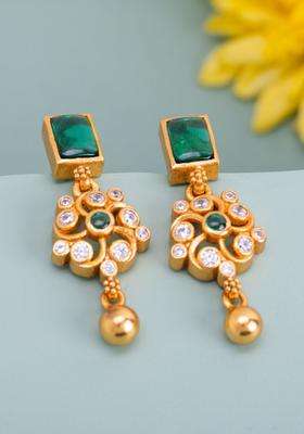92.5 Pure Silver Gold-Plated Contemporary Drop Earrings for Women | Traditional Temple Jewellery for Wedding & Festive Wear | Gift for Her