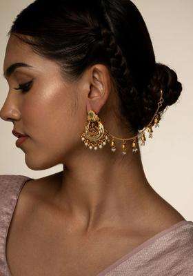 Gold-Plated Crescent Shaped Chandbalis Earrings for Women | Traditional Temple Jewellery for Wedding & Festive Wear | Gift for Her