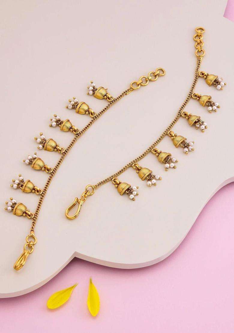 Gold-Plated Crescent Shaped Chandbalis Earrings for Women | Traditional Temple Jewellery for Wedding & Festive Wear | Gift for Her - Indya