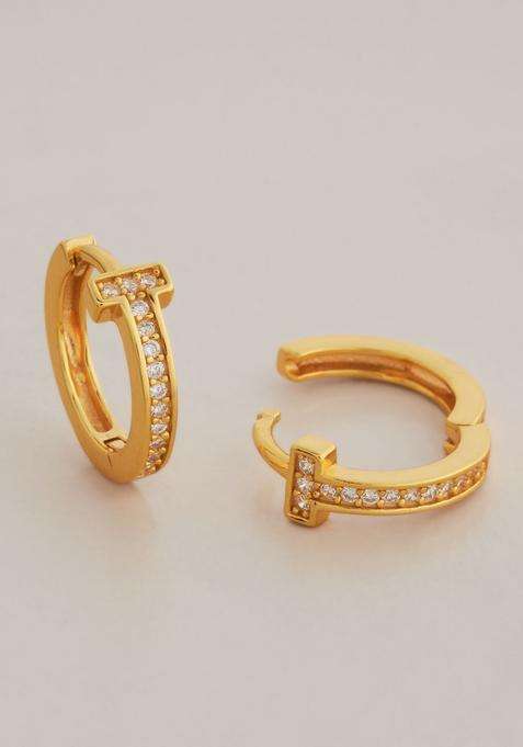 Zircon Kushals Gold-Plated Circular Hoop Earrings for Women | Stylish Party & Everyday Wear | Gift for Her
