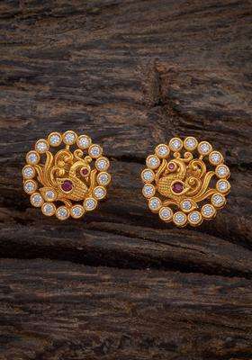 Embellished Bridal 92.5 Pure Silver Gold-Plated Peacock Studs for Women | Traditional Temple Jewellery for Wedding & Festive Wear | Gift for Her